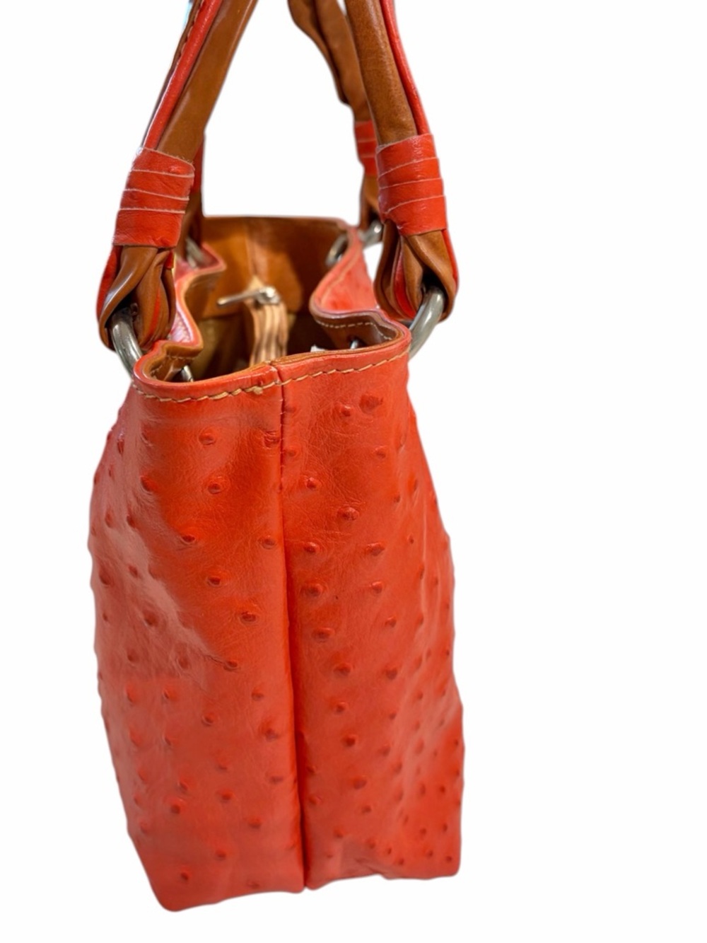 Ostrich-embossed petite leather handbag by Cecconi Piero Made in Italy - Picture 3 of 14